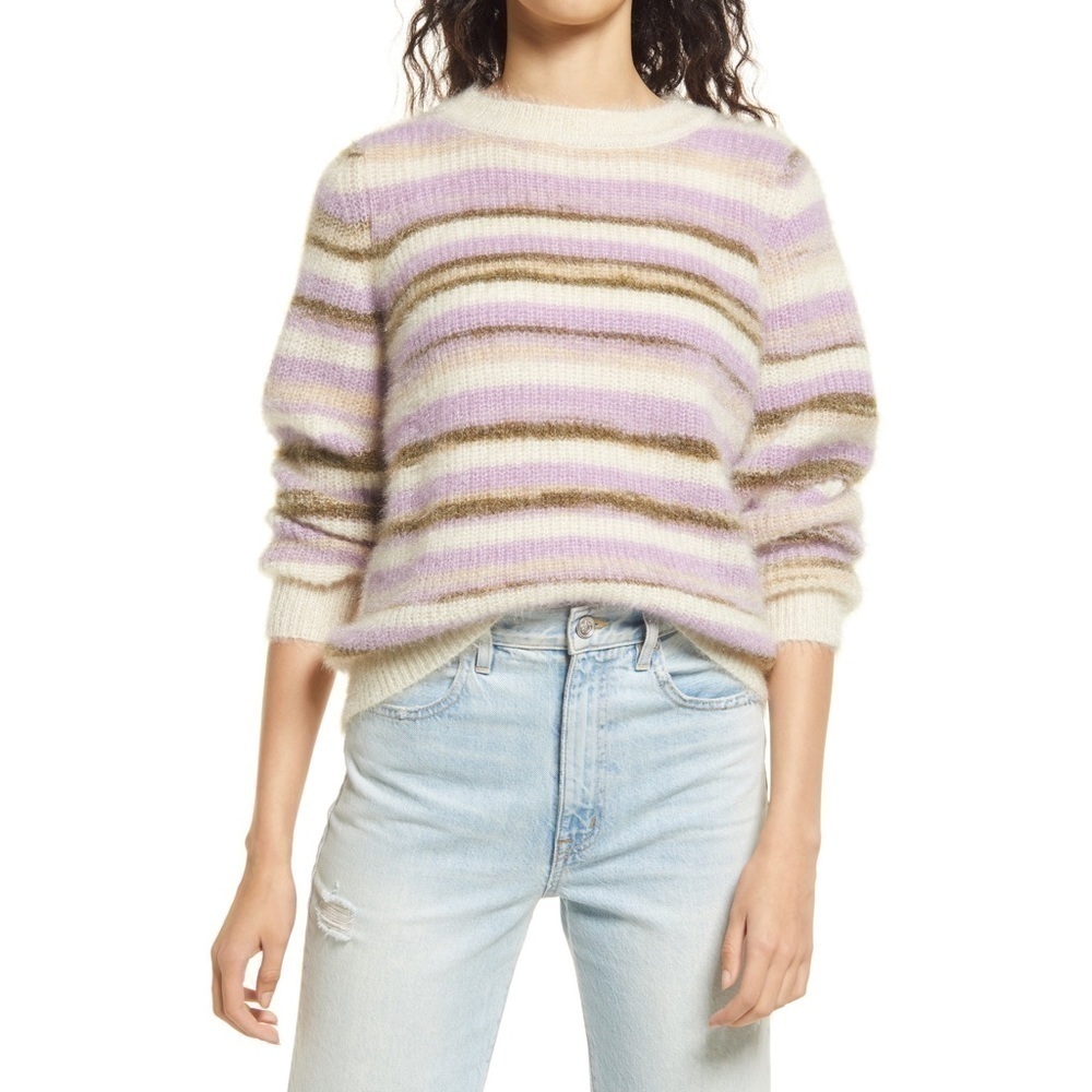 Vero Moda Grace Long Sleeve Crewneck Fuzzy Sweater‎ Cream Size Medium